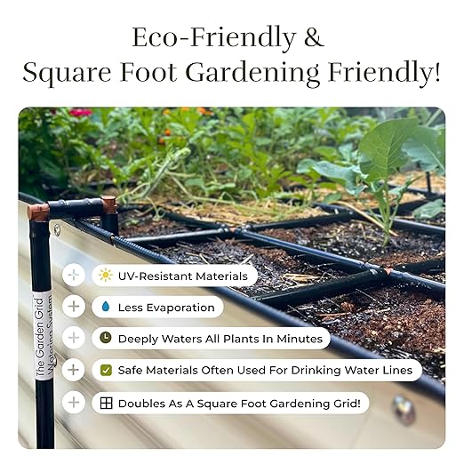 The Garden Grid | Drip Irrigation System for Garden Beds - But Better | Pre-Assembled, Waters Every Plant, 1-Minute Setup, Lasts 5-10x Longer Than Drip | USA-Made Quality | Size: 2x4 - Dims 22.5"x44"