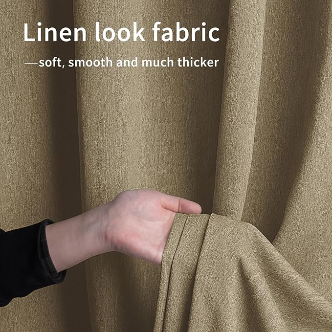 Easy-Going Linen Look Outdoor Curtains Waterproof Windproof Porch Curtains, Soft Thicken Outdoor Privacy Curtains for Patio, Gazebo, Grommet Top and Tab Bottom Drape, 1 Panel, 54x96 inch, Khaki