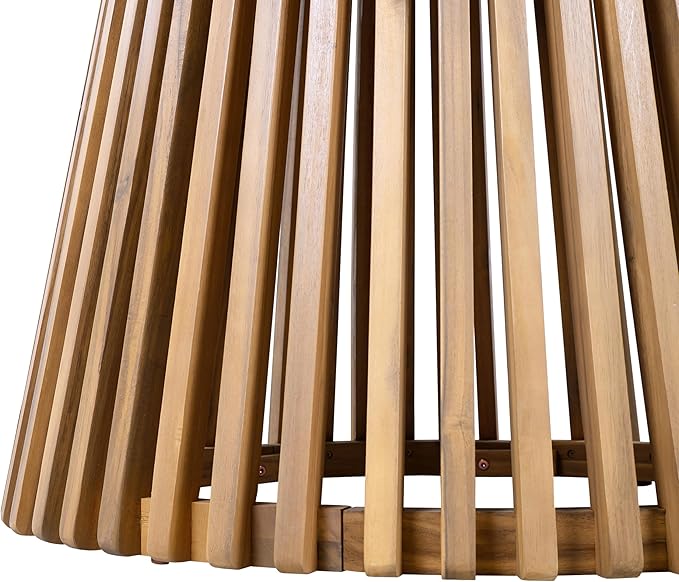 Merax Outdoor Dining Table 47.25" Round Extra-Large Acacia Wood Patio Dining Table for Backyard Lawn Balcony, Aesthetic Slat Base Design, Light Teak