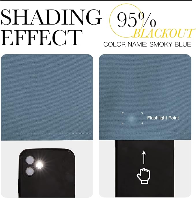NICETOWN Blackout Curtain Panel - (Stone Blue Color) Light Blocking Room Darkening Window Drape for Nursery/Bedroom, Ring Top, W52 x L84, 1 PC