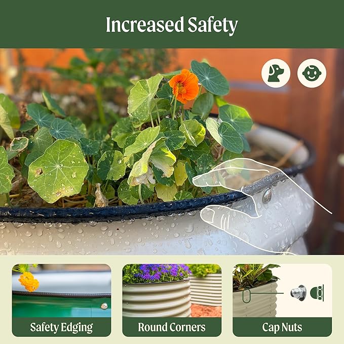 32" Extra Tall Raised Garden Bed Kits, 3.5 x 3.5 x 2.7ft Raised Planter Box Outdoor, 2 x 5 x 2.7ft Deep Root 4 in 1 Modular Metal Raised Beds for Gardening Vegetables Flowers Fruits - Modern Gray