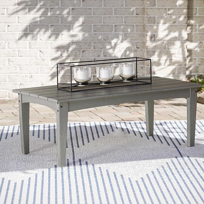 Signature Design by Ashley Visola Outdoor HDPE Patio Cocktail Table, Gray
