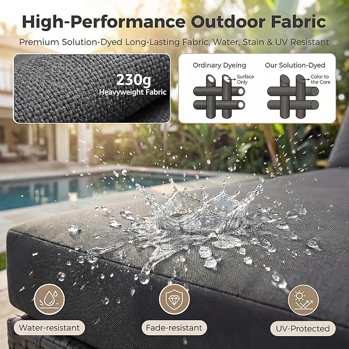 NICESOUL Extra Large Rattan Patio Furniture Set with Gas/Propane Fire Pit Table, 29.3'' High Back Comfy Outdoor Sofa Conversations, 7 Piece Moden Deep Wide Seated Sectional Couch for Backyard, Gray