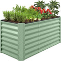 Best Choice Products 4x2x2ft Outdoor Metal Raised Garden Bed, Deep Root Box Planter for Vegetables, Flowers, Herbs, 119 Gallon Capacity, 100% Non Toxic Materials - Sage Green