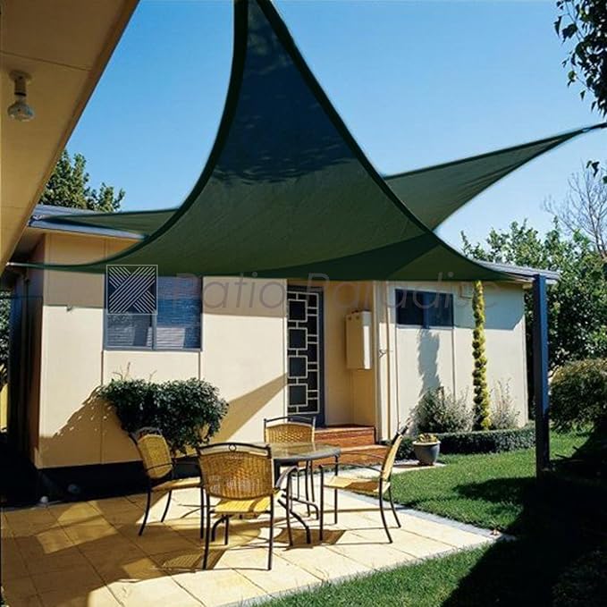 Patio Paradise 12' x 12' x 12' Sun Shade Sail Triangle Canopy Shade Cloth Fabric Sunlight Block Patio Pergola Cover HDPE Deck Awning for Outdoor Backyard Roof Shading, Green