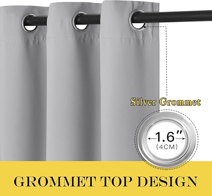 NICETOWN Blackout Patio Curtains 100 x 144 Inches Long for Sliding Door Extral Wide Blackout Curtain Panels Thermal Insulated Room Divider - Grommet Top, 100" W x 144" L, 1 Panel, Silver Grey
