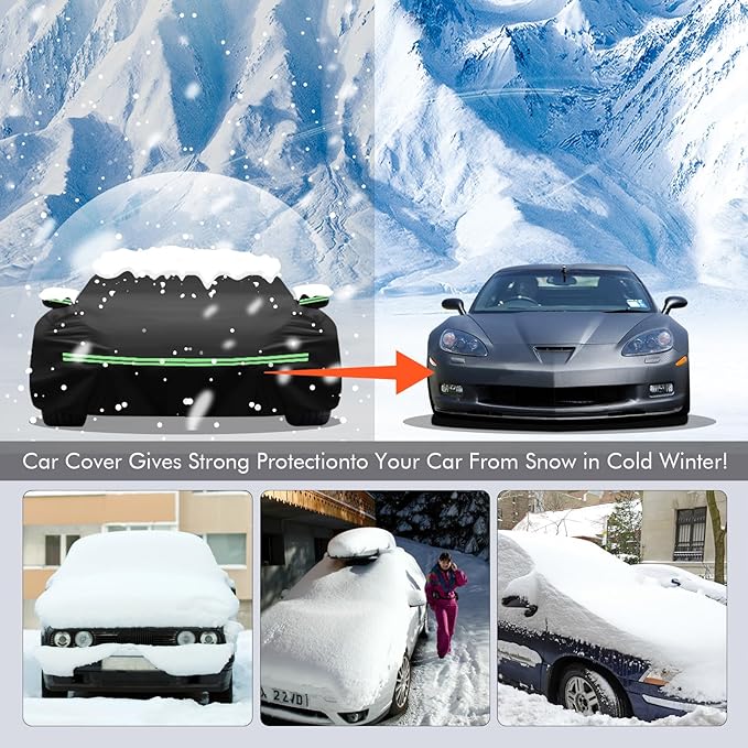 for Corvette 2005-2013 C6 Car Cover 210D Outdoor Waterproof UV Protection, with Cotton Layer, Zipper Door, Reflective Strip, Storage Bag, for Chevy C6