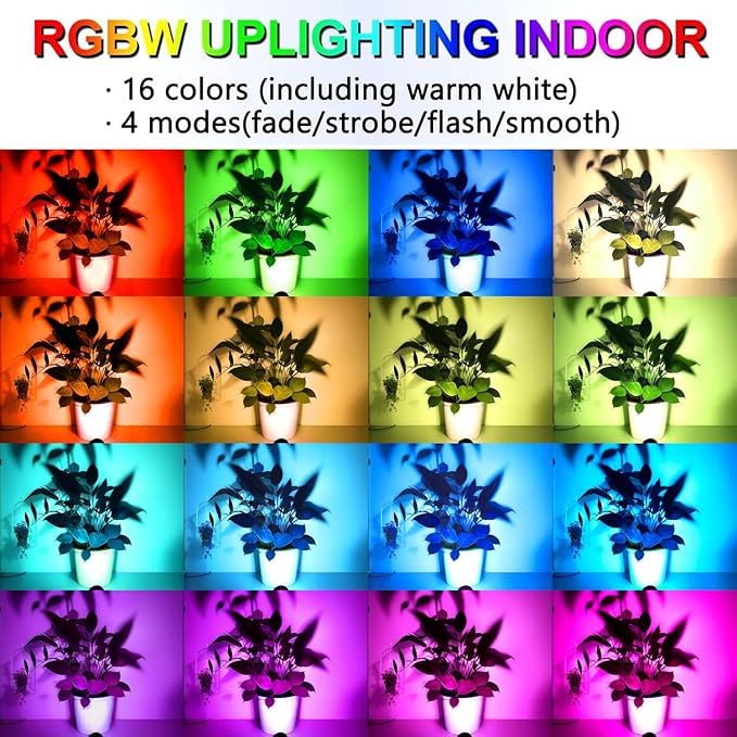 5W RGBW Landscape Lights, 16 Color Changing Spotlight 110V 120V Outdoor Landscape Lighting with Remote for Yard Garden Pathway(2 Pack with Base and Stake)