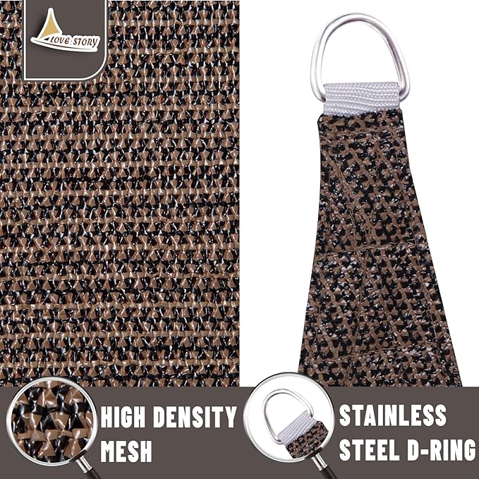 LOVE STORY Custom Size 7'x10' Brown Sun Shade Sail Rectangle UV Block Canopy Patio Sail Sunshades Fabric for Outdoor Garden Carport (We Make Custom Size)