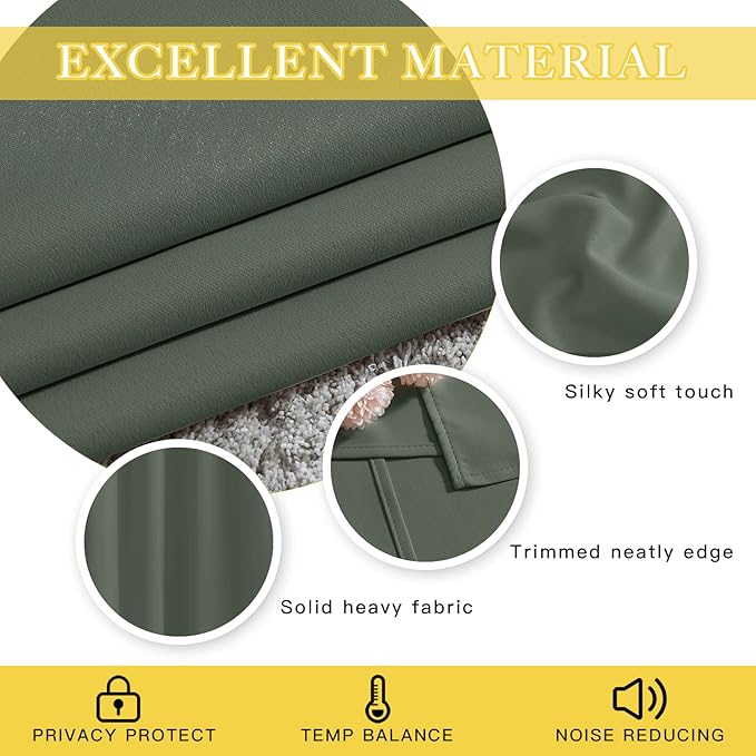 NICETOWN Blackout 90 inch Sliding Door Curtain for Living Room, Grommet Thermal Room Darkening Sound Reducing Window Treatment for Bedroom, 1 Panel, Dark Mallard, W80 x L90