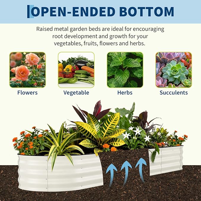 Garvee Galvanized Raised Garden Bed Outdoor, 8x2x1.5 ft Metal Planter Box for Flowers Vegetables, Rust-Resistant Raised Garden Beds for Gardening, Easy Assembly Outdoor Garden Box & Planters, Beige