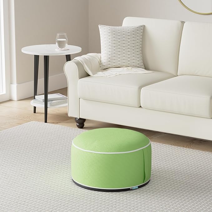 QILLOWAY Indoor/Outdoor Inflatable Stool,Round Ottoman,All Weather Foot Rest for Camping or Home,Green