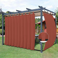 Easy-Going Outdoor Patio Curtains Detachable Tab Top Windproof Weatherproof Curtain for Cabana, Porch, Pergola and Gazebo, Tab Bottom Drape, 2 Panels, 110W x 84L inch, Terra Red