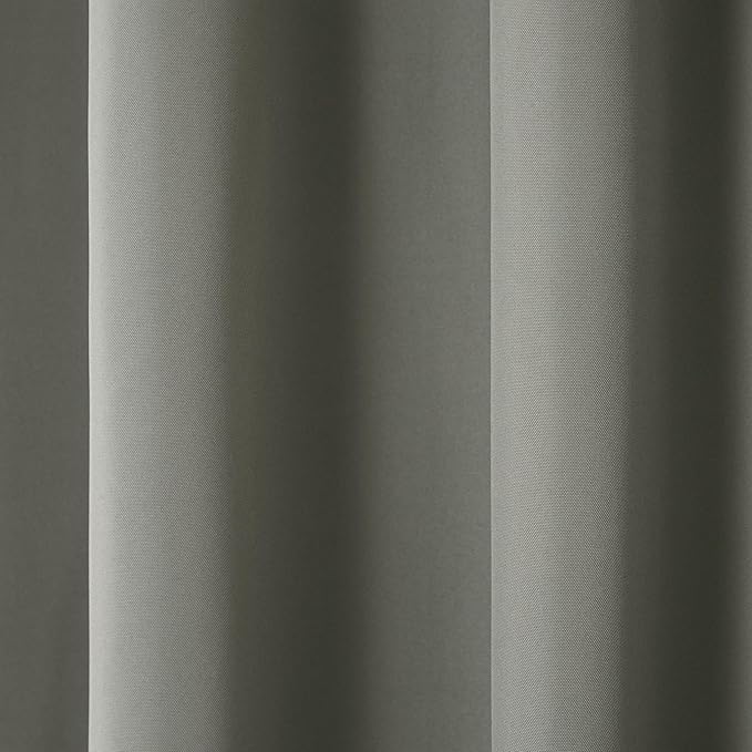 TOWN & COUNTRY BASICS Cabana Solid Heavyweight Indoor Outdoor Curtains, Light Filtering Opacity with Grommet Top, Water Repellent, 2-Pack Set, 54"x84", Medium Grey