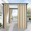 RYB HOME Outdoor Curtains for Patio Waterproof Block Sunlight Thermal Insulated Privacy Assured Thick Outside Curtains for Deck, Balcony, Pool, W52 x L63, Biscotti Beige, 1 Panel