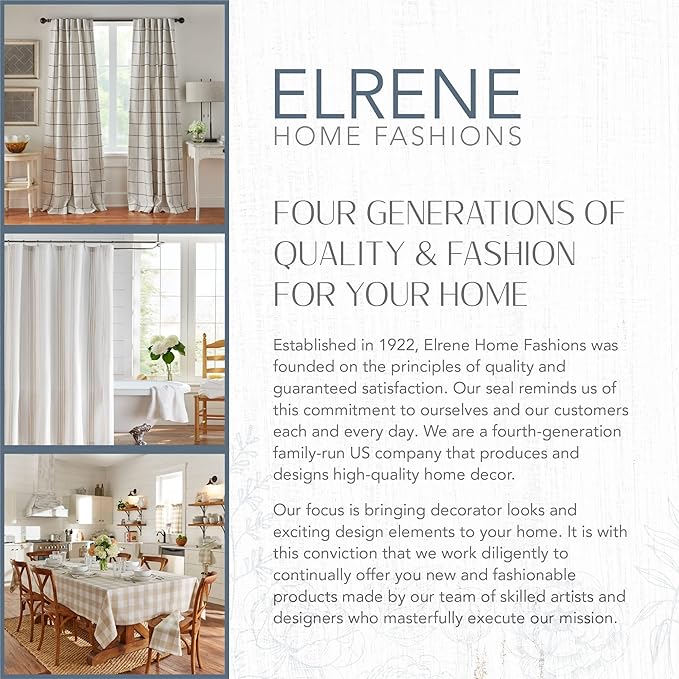 Elrene Home Fashions Highland Stripe Indoor/Outdoor Curtain Panel, 50 inches X 84 inches, Navy