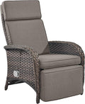 Belord Versatile Outdoor Recliner Chair - Reclining Patio Chair with Adjustable Backrest and Footrest, All-Weather Wicker Chaise Lounge Chair Outdoor for Pool Deck Brown