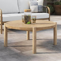 Nathan James Bora Round Outdoor Coffee Table, Farmhouse Wood Coffee Table for Patio or Porch, Solid Acacia Wood