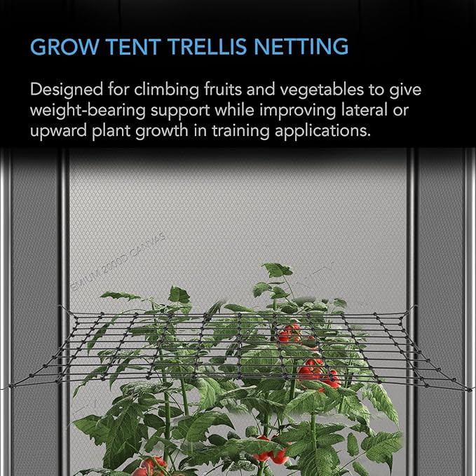 AC Infinity Grow Tent Trellis Netting 5x5', Heavy-Duty Elastic Plant Net with Steel Hooks, Flexible Hydroponics Support for Grow Tents, Gardening, and Horticulture