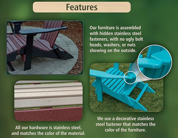 Mission Poly Lumber Wood 5FT Porch Swing Amish Craftsmandship Made in USA HDPE with No Wood fibers 1000 lbs Limit. Stainless Steel Hardware.Signature Design for Patio Outdoor Backyard Garden Park