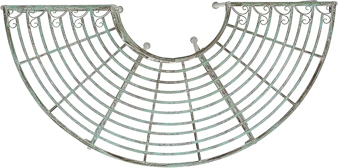 SAFAVIEH Outdoor Furniture Collection – Abia Antique Dark Green Distressed Wrought Iron 50-Inch Curved Tree Bench, Garden & Patio Seating (PAT5018D)