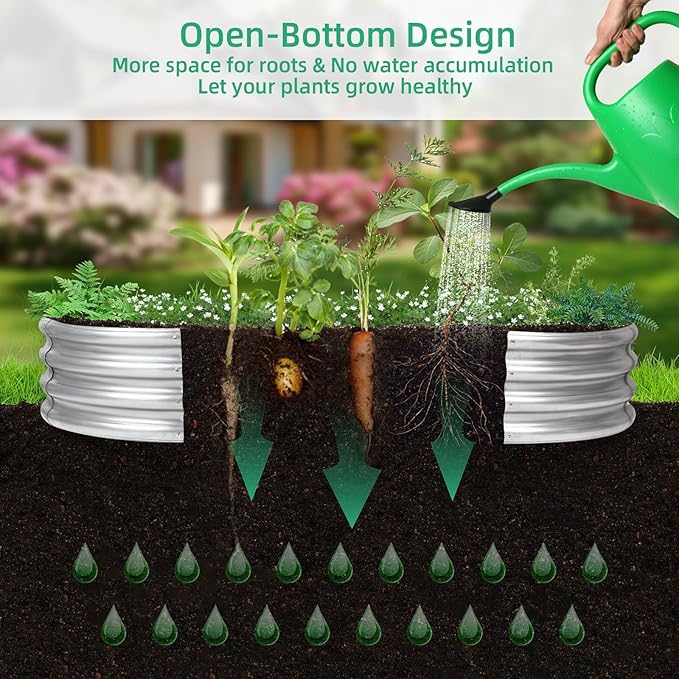 2 pcs 4×2×1 ft Raised Garden Bed for Outdoor, Easy Assembly Galvanized Planter Box for Vegetables, Flowers & Herbs