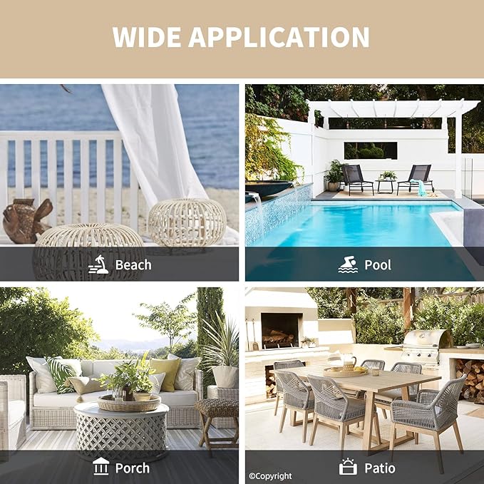 DIVA EN CAMINO DEC Outdoor Patio Curtain Waterproof Darkening Thermal Insulated Indoor Curtains for Bedroom, Porch, Living Room, Pergola, Cabana, W84 x L95, Beige, Set of 2 Panels