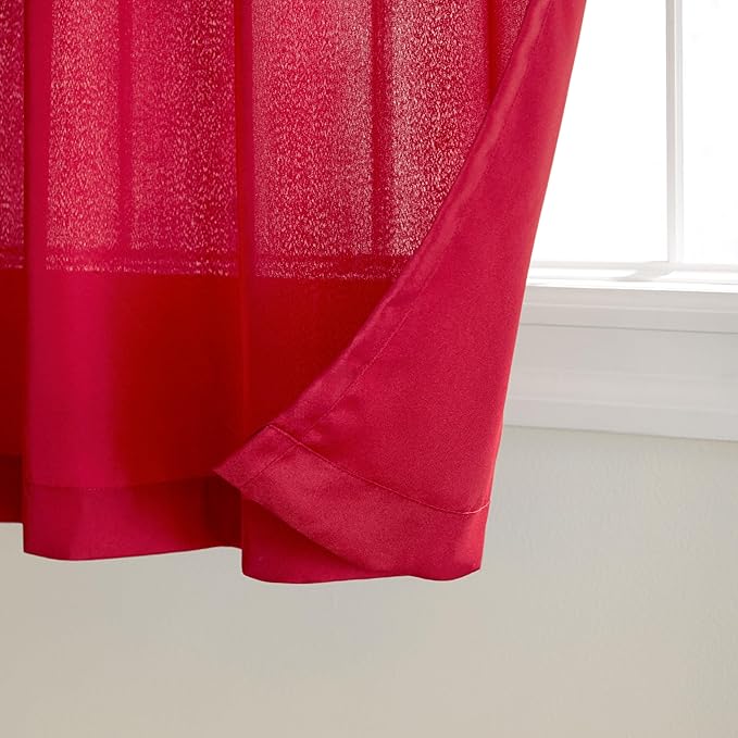 TOWN & COUNTRY BASICS Cabana Solid Heavyweight Indoor Outdoor Curtains, Light Filtering Opacity with Grommet Top, Water Repellent, 2-Pack Set, 54"x84", Radiant Red