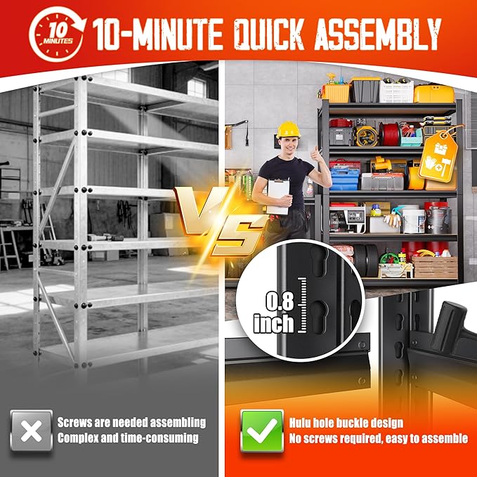 Set of 4 Garage Shelving-2050 lbs 5 Tier Storage Shelves,Adjustable Heavy Duty Metal Shelving Unit and Storage Large Rack,Utility Steel Shelf For Warehouse Industrial Pantry Basement 78"x46"x20"