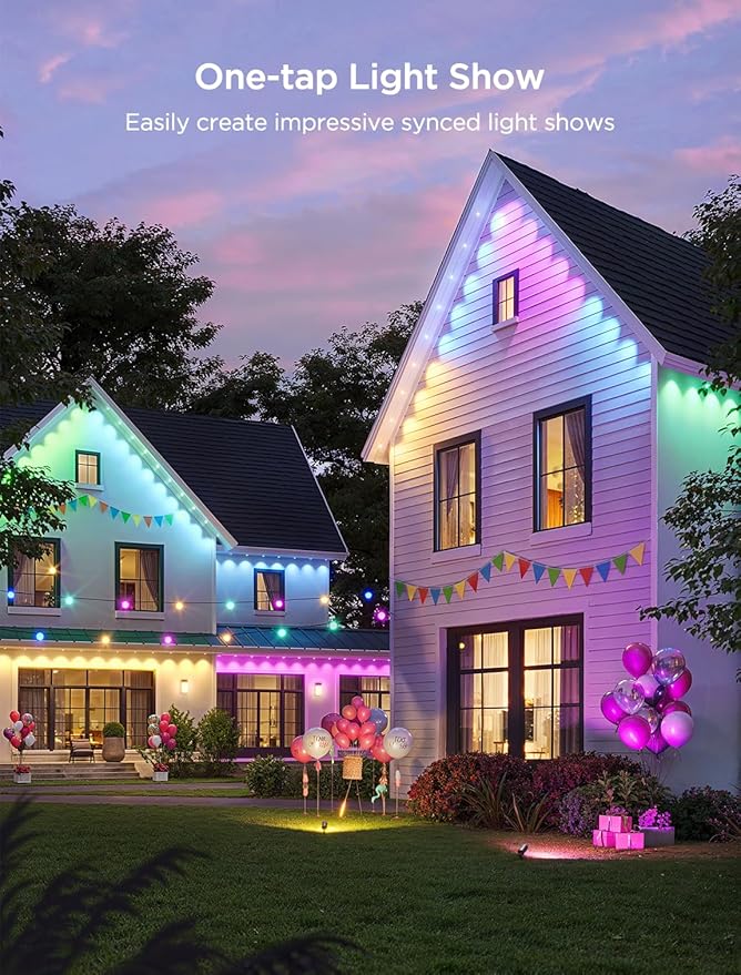 Govee Permanent Outdoor Lights 2, 100ft RGBIC Outdoor Lights with 16 Million Colors and 100 Scene Modes, IP67 Waterproof, Holiday & Party Decorations, Works with Alexa, Google Assistant, White