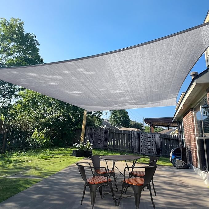 SUNLAX Sun Shade Sail 8' x 12' Silver Grey Rectangle Canopy Sail Shade Cover UV Block Permeable Sunshade Outdoor for Patio Backyard (We Make Custom Size)