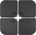 VECELO 4-Piece Heavy-Duty Cantilever Offset Patio Umbrella Base/Stand Outdoor, Square Plate Set with Lock Pins, Easy-Fill Spouts for Water/Sand, for Garden, Backyard and Poolside, Black