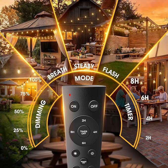 addlon 200FT(4-Pack*50FT) LED Outdoor String Lights with Edison Shatterproof Bulbs, Heavy-Duty and Weatherproof Strand, Commercial Grade Patio Lights, Decorative for Garden or Patio, Black