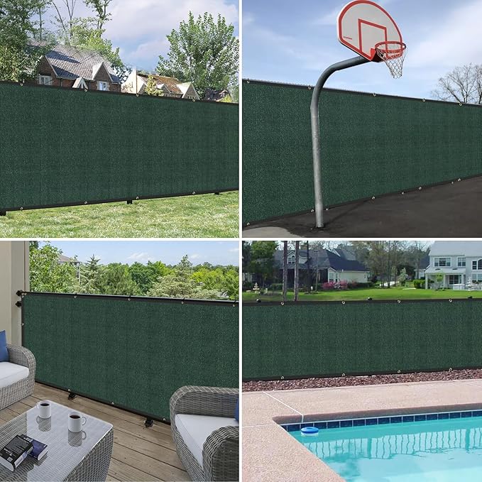 Windscreen4less Privacy Fence Screen Heavy Duty Windscreen Fencing Mesh Fabric Shade Net Cover with Brass Grommtes for Outdoor Wall Garden Yard Pool Deck, 6'x232' Green