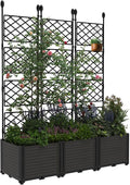 3 PCS Raised Garden Bed with Trellis & Privacy Screen, 50"w x 63"Tall Vertical Garden Planter Box for Climbing Plants - Sturdy Lightweight Outdoor Planter for Vegetables, Flowers on Patio, Balcony