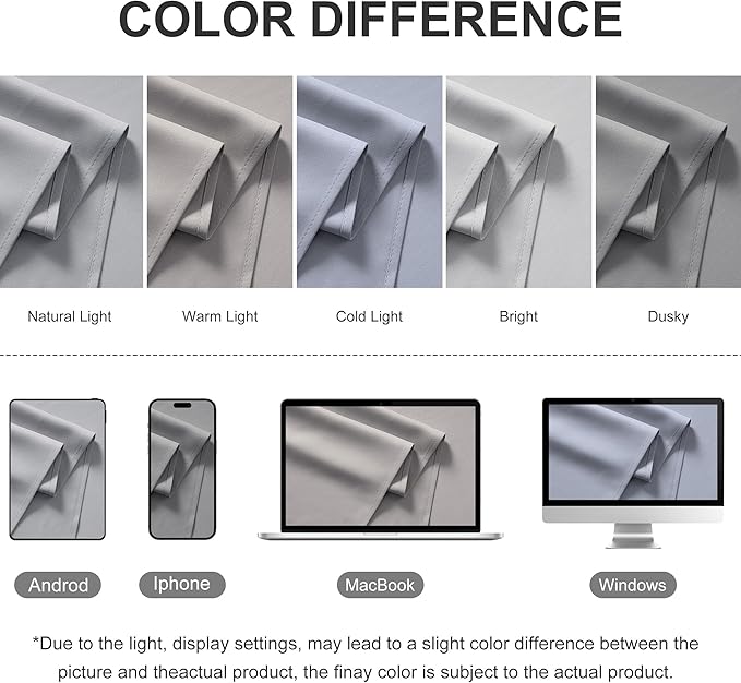 RYB HOME Outdoor Curtains for Patio Waterproof Block Sunlight Thermal Insulated Privacy Assured Thick Outside Curtains for Porch, Gazebo, Pergola, W84" x L95", Light Grey, 1 Panel