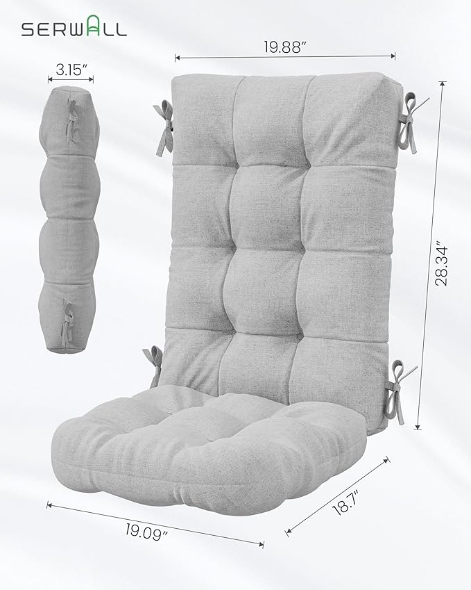 SERWALL HDPE Outdoor Rocking Chair Cushion Set of 4, Memory Foam Cushion Flowers Pattern