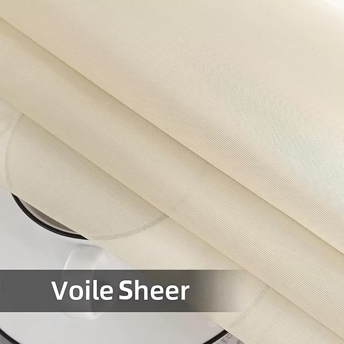 SpaceDresser Waterproof Outdoor Sheer Curtains for Patio - 4 Panels Rod Pocket Indoor Voile Sheer Curtain for Living Room,52W x 108L inch, Ivory