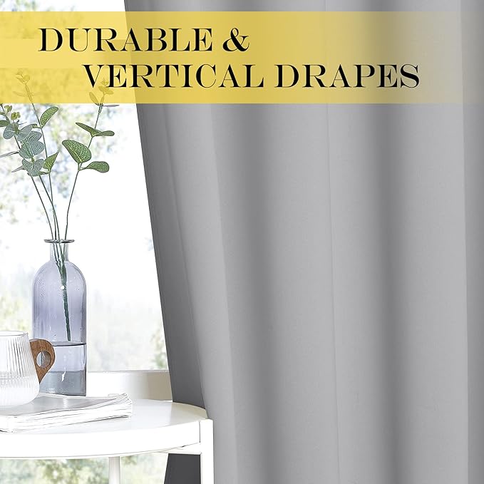 NICETOWN Blackout Curtains 72 inches Long, Grommet Privacy Window Treatment Thermal Insulated Room Darkening Sliding Glass Door Drape for Bedroom Living Room, 1 Panel, W100 x L72, Silver Grey