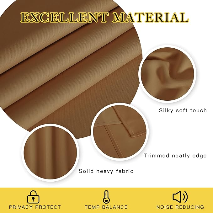 NICETOWN Gold Brown Blackout Curtains 84 inch Length, Grommet Top Room Darkening Drapes for Bedroom Living Room, Light Blocking Window Covering for Privacy (W66 x L84 Inch, 1 Panel)