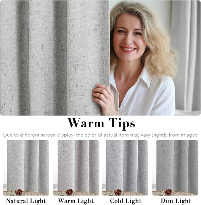 H.VERSAILTEX 100% Blackout Curtains for Bedroom Thermal Insulated Linen Textured Curtains Heat and Full Light Blocking Drapes Living Room Curtains 2 Panel Sets, Glacier Gray, 52x108 Inch