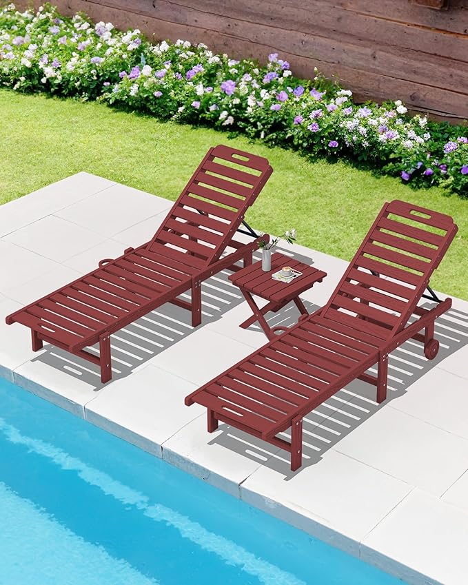 SERWALL Folding Outdoor Side Table Set of 6, Adirondack End Table, Red