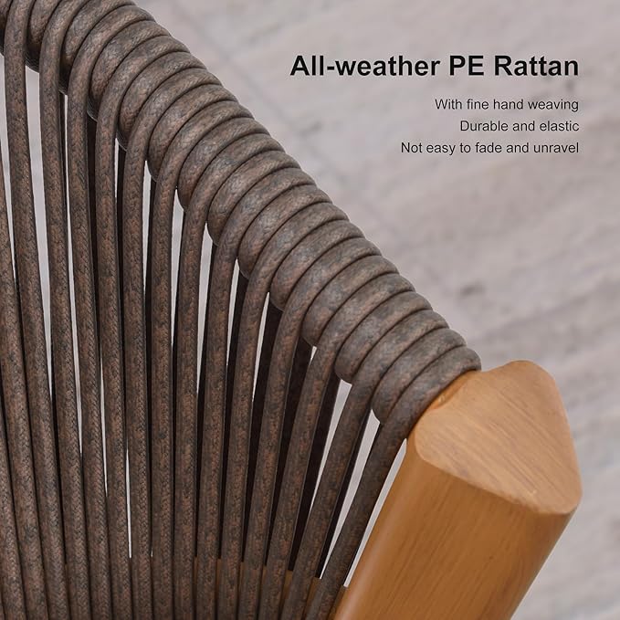 PURPLE LEAF 7 Pieces Round Outdoor Dining Set Patio Furniture Set Aluminum Rattan Wicker Outdoor Dining Table and Chairs for Lawn Garden Backyard Brown