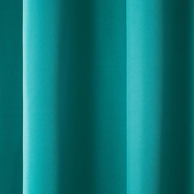 TOWN & COUNTRY BASICS Cabana Solid Heavyweight Indoor Outdoor Curtains, Light Filtering Opacity with Grommet Top, Water Repellent, 2-Pack Set, 54"x96", Teal