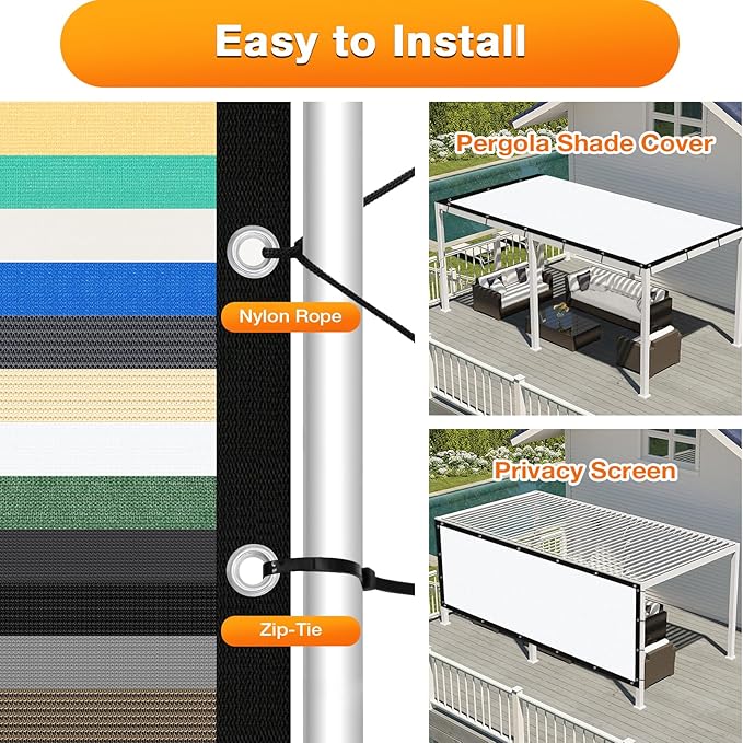 Artpuch Outdoor Pergola Shade Cover 4' X 6' Sun Shade Cloth with Grommets, 90% UV Protection Canopy Patio Privacy Screen (Customized Available) GN107, White