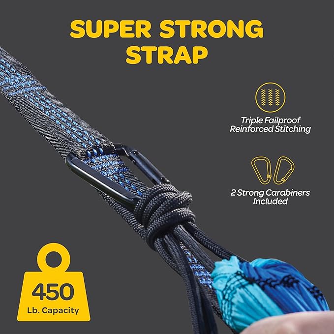 Durable Hammock 500 lb Capacity, Nylon Camping Hammock Chair - Double or Single Sizes w/Tree Straps and Attached Carry Bag - for Travel/Backpacking/Beach/Backyard (Large, Dark Grey & Dusty Pink)