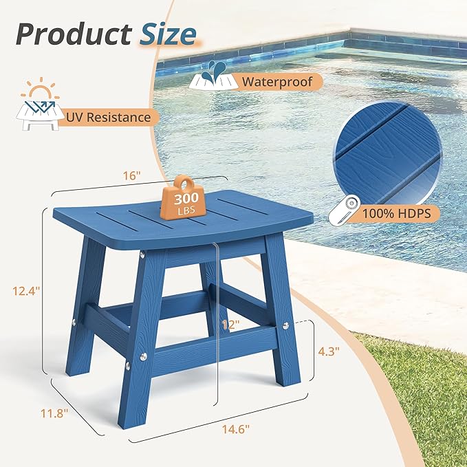 LUE BONA Outdoor Adirondack Ottomans, Footrest Footstool Set of 2, Outdoor Foot Rest for Patio, HDPS All Weather Waterproof Footrest Footstool for Adirondack Chair, Navy Blue