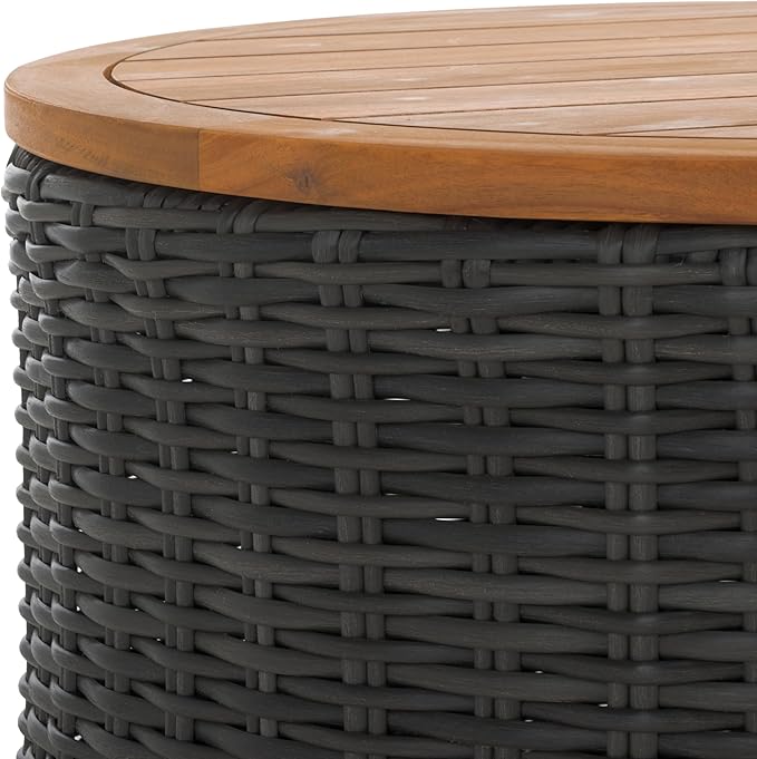 SAFAVIEH Couture Collection Anguilla Dark Grey Faux Wicker Indoor/Outdoor Storage Coffee Table (Fully Assembled)