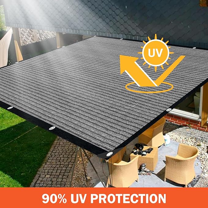 Sun Shade Cloth with Grommets,90% UV Protection Shade Fabric,Pergola Shade Cover Canopy Fence Privacy Screen Balcony,Sunshades for Patio Pergola Garden Backyard Porch Outdoor,Grey-8x10FT