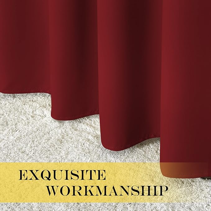 NICETOWN Blackout Drapery Curtain Panel 90 inches Long - Window Treatment Thermal Insulated Grommet Blackout Curtain/Drape for Bedroom Living Room (Burgundy Red, 1 Panel, 46 by 90 inches)
